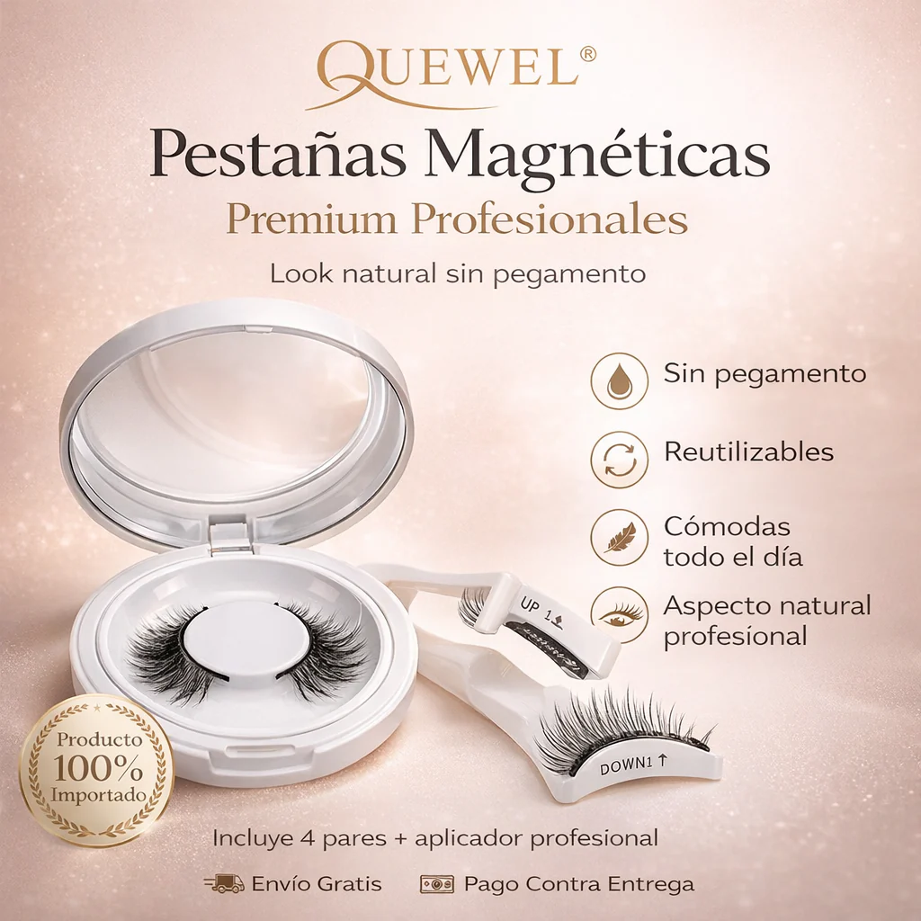 QUEWEL - Pestañas magnéticas premium (10 pares + aplicador)