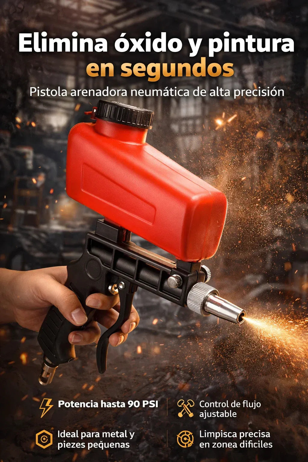 Pistola Quita Óxido Pro-Potencia industrial para eliminar óxido y pintura en segundos ⚡🛠